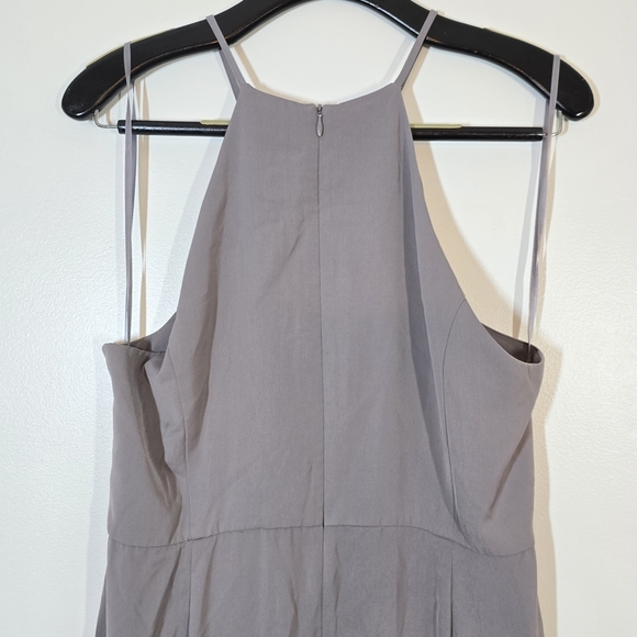 Shona Joy Core High Neck Tulip Drape Maxi Halter Dress Gray 10 - Picture 6 of 8